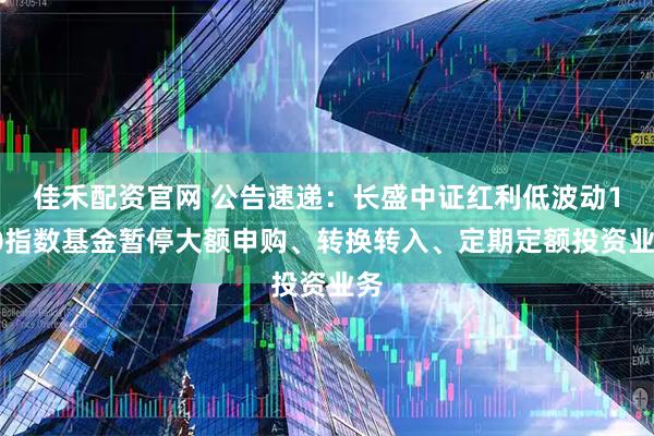 佳禾配资官网 公告速递：长盛中证红利低波动100指数基金暂停大额申购、转换转入、定期定额投资业务