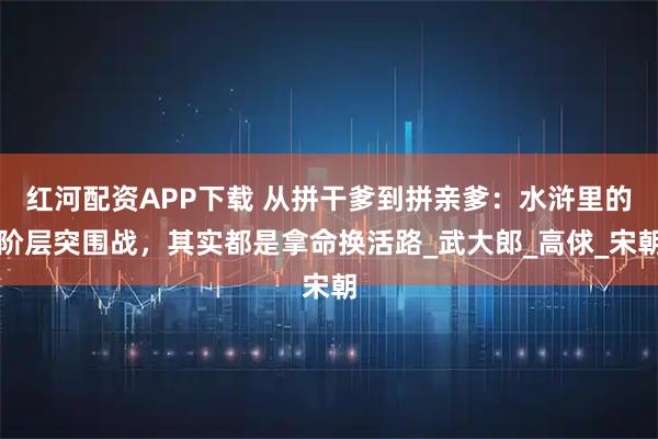 红河配资APP下载 从拼干爹到拼亲爹：水浒里的阶层突围战，其实都是拿命换活路_武大郎_高俅_宋朝