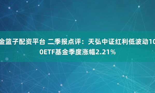 金篮子配资平台 二季报点评：天弘中证红利低波动100ETF基金季度涨幅2.21%