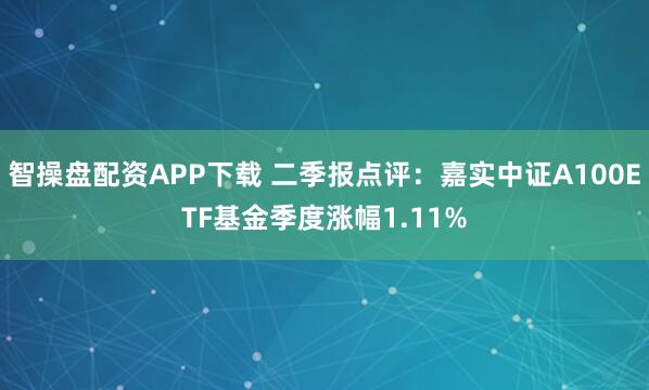 智操盘配资APP下载 二季报点评：嘉实中证A100ETF基金季度涨幅1.11%