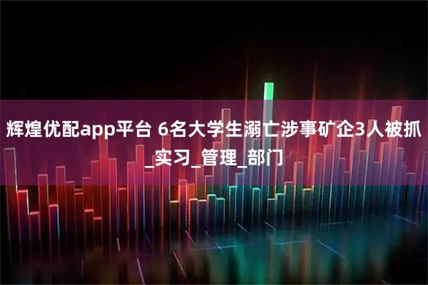 辉煌优配app平台 6名大学生溺亡涉事矿企3人被抓_实习_管理_部门